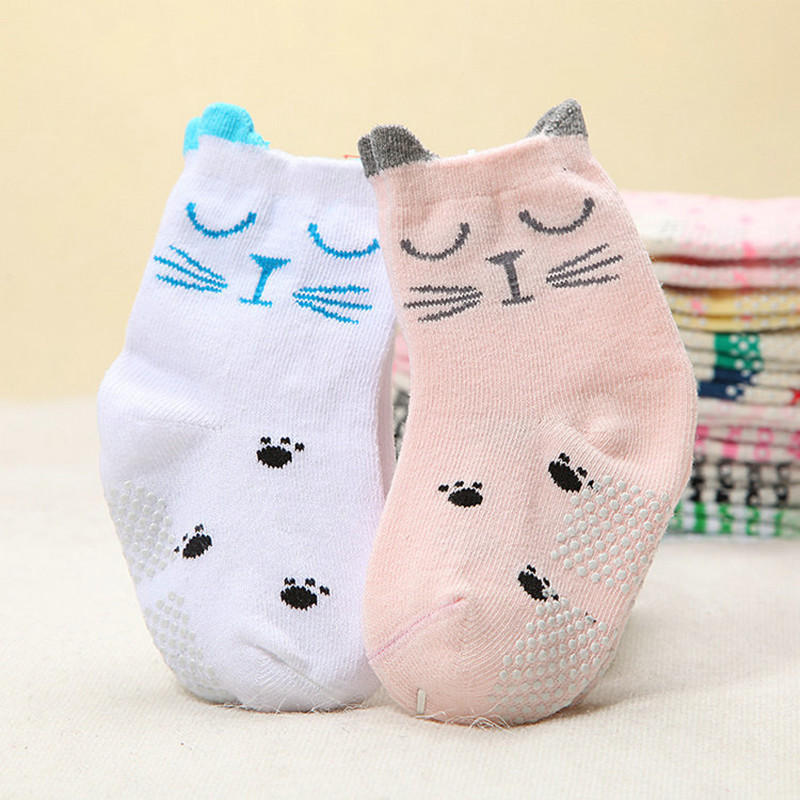 Non Slip Baby Socks Cotton Fabric (2 pairs)